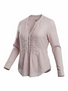 Malvin Hamburg-Germany Women’s Light Pink Pleated Yoke Tunic Blouse. Sz M Beachy